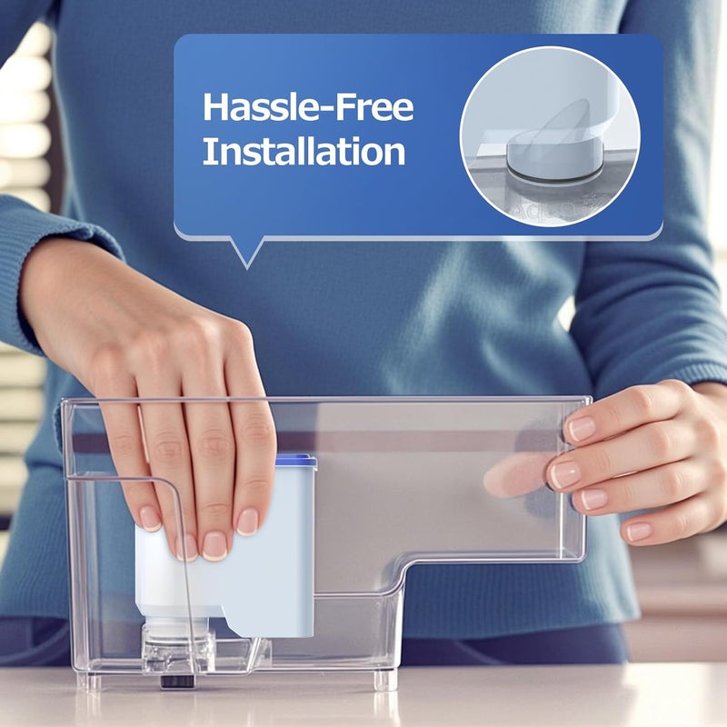 CANAVY فلتر مياه AquaClean لآلات القهوة من Philips، عبوة 4 فلاتر متوافقة مع Philips Saeco AquaClean CA6903، فلتر مياه آلة القهوة عالي الكفاءة - يحسن طعم القهوة - Image 4